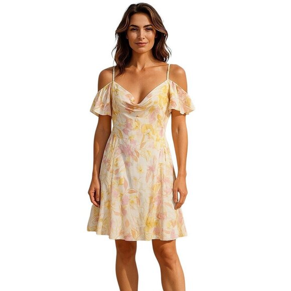 Ted Baker Dress Spahgetti Strap Off Shoulder Knee-Length Floral Women's 8 - 10 - Picture 2 of 6